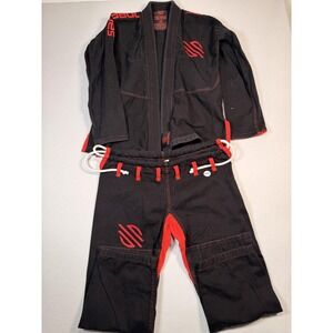 Sanabul BJJ Jiu Jitsu Gi Uniform Set Mens XS A0 Black Red Kimono Jacket Pants